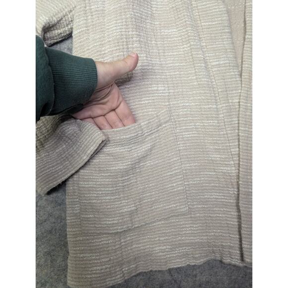 Eileen Fisher Women Natural Kimono Jacket Rhythmic Cotton Slub Beige Size XL - Picture 3 of 7